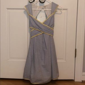 Blue pinstripe dress